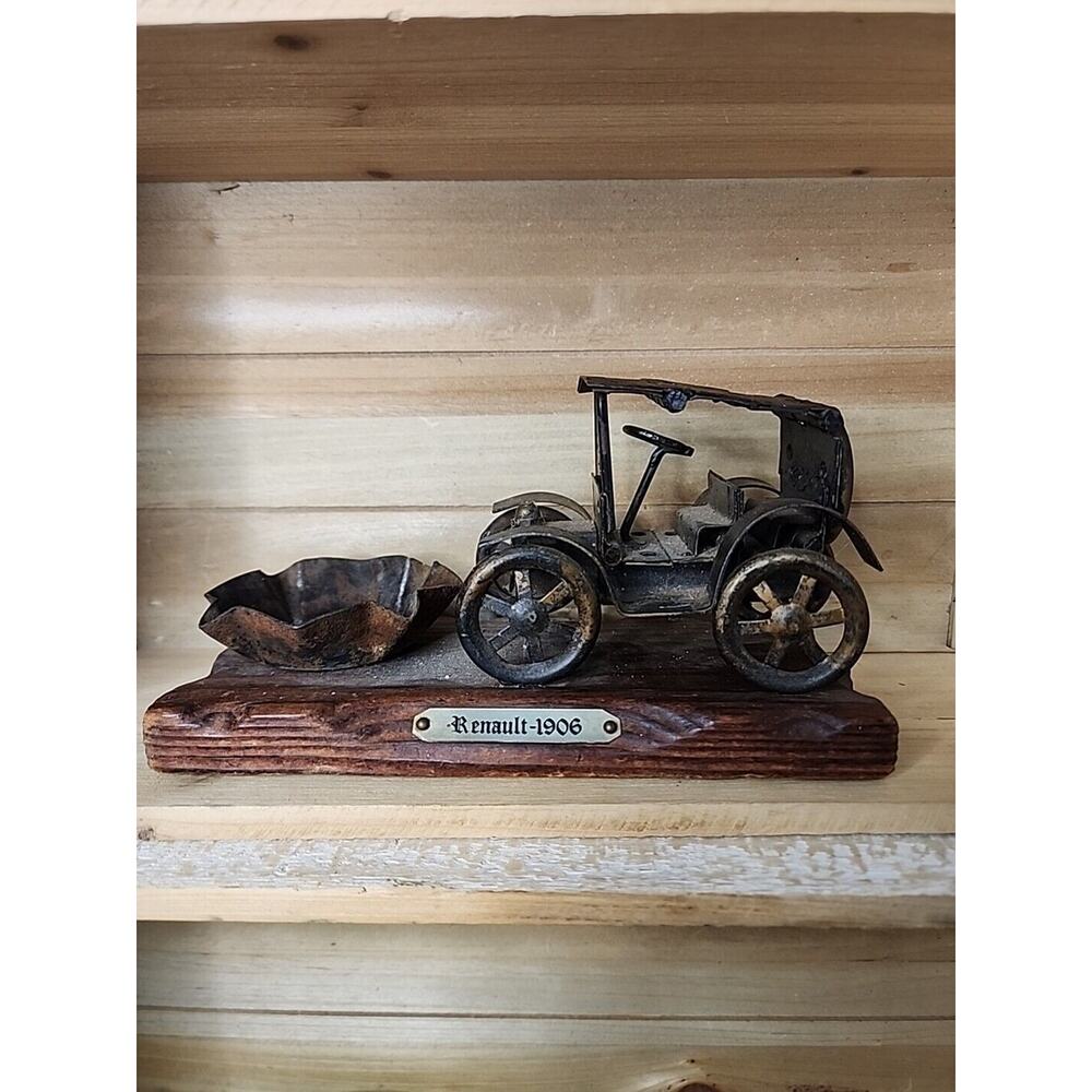 Renault 1906 Scrap Metal Model Car Ashtray Vintage